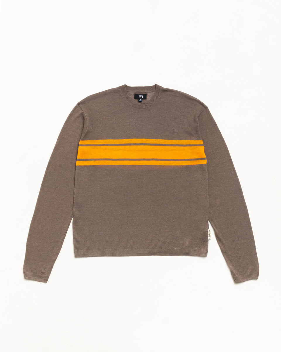 Pull à manches longues rayé, coupe unisexe, dans le coloris marron