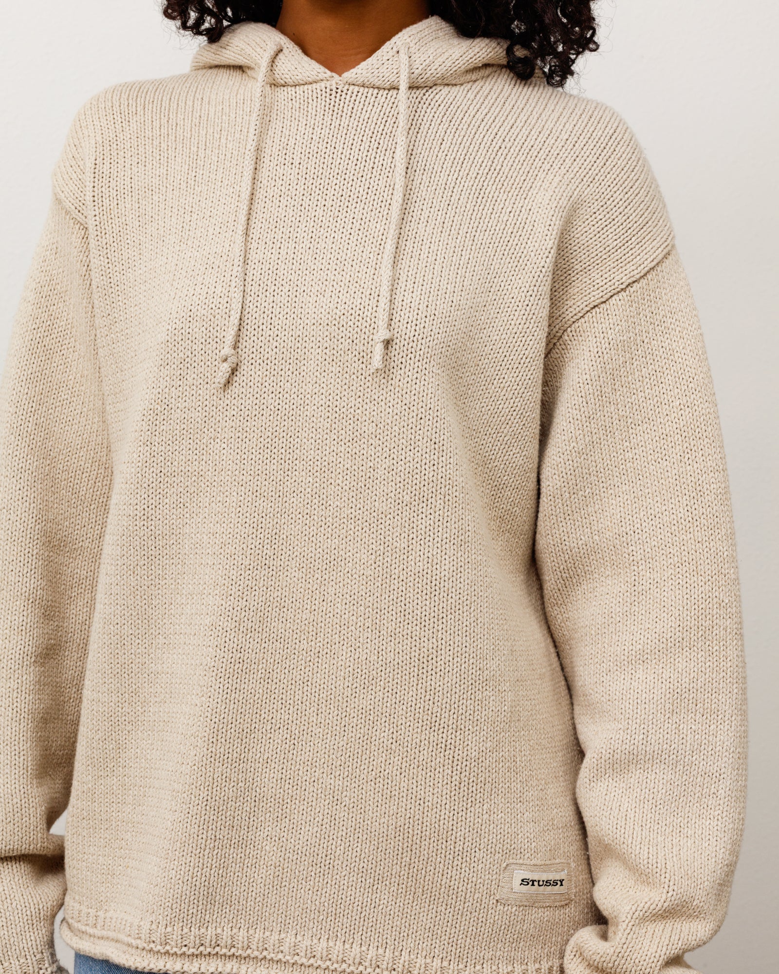 Beach Hooded Sweater Unisex Long Sleeve In Oatmeal