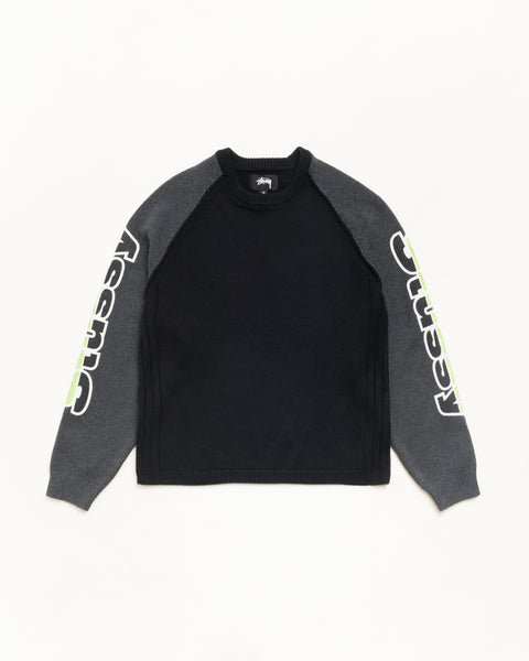 Two Tone Raglan Sweater Unisex Long Sleeve In Black
