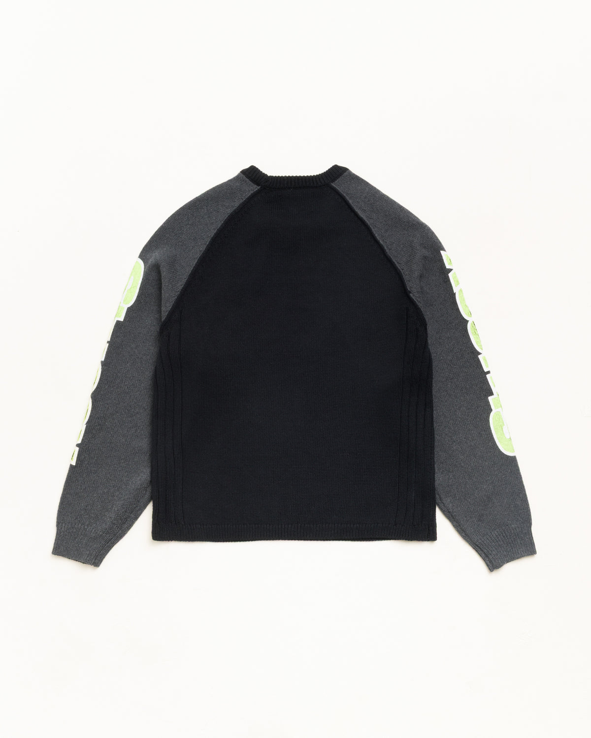 Two Tone Raglan Sweater Unisex Long Sleeve In Black