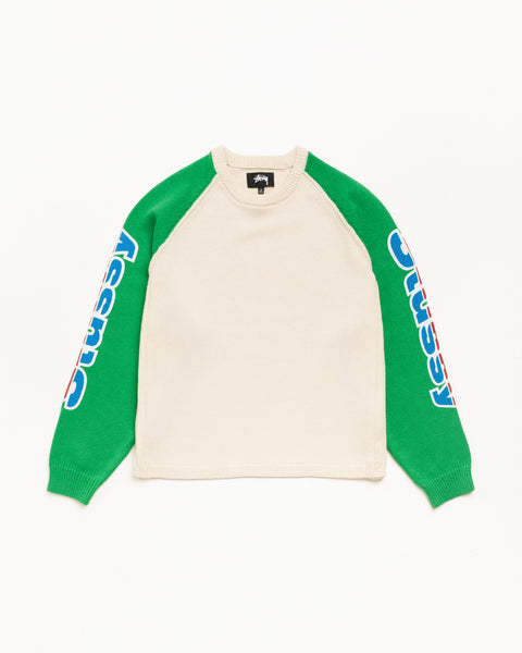 Two Tone Raglan Sweater Unisex Long Sleeve In Natural