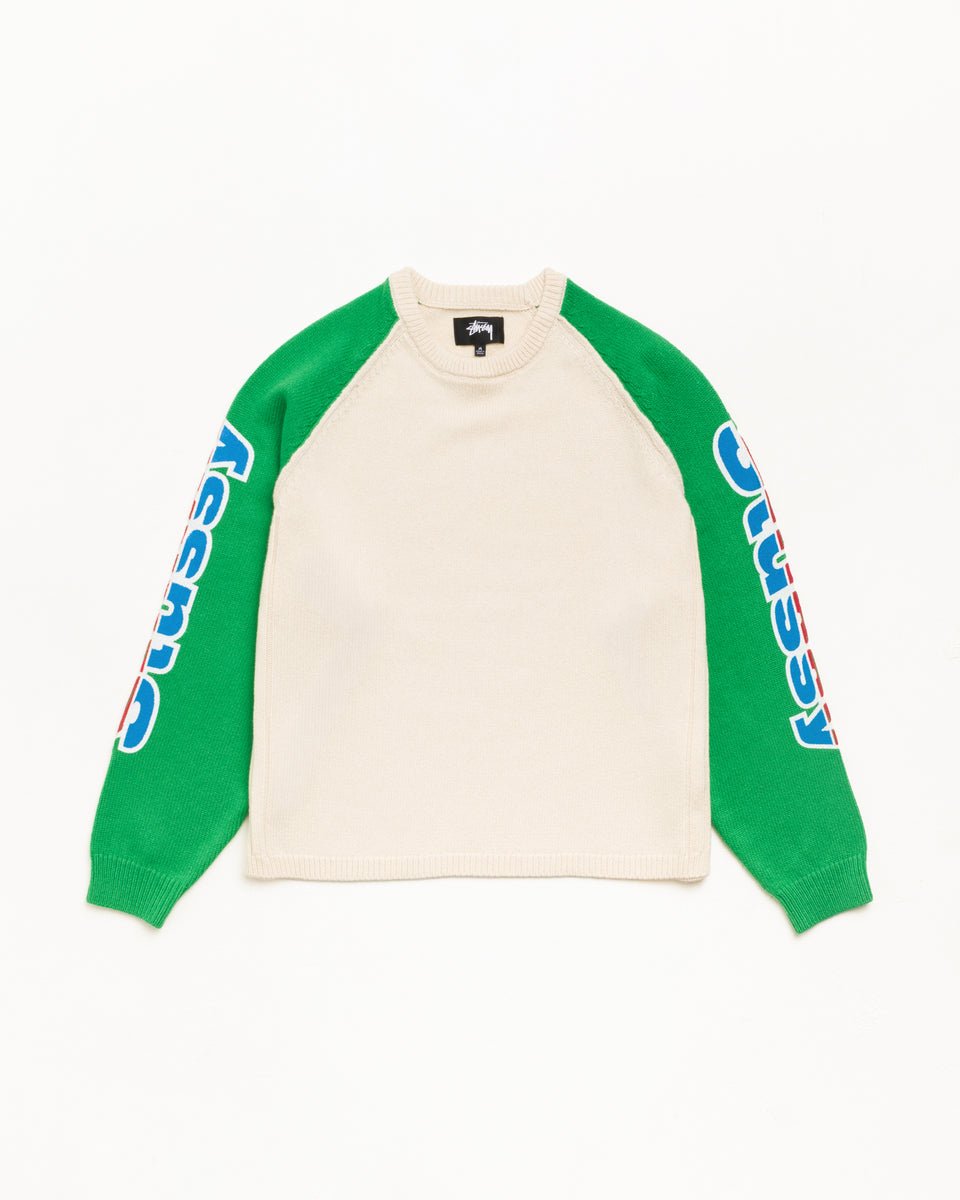 Two Tone Raglan Sweater Unisex Long Sleeve In Natural