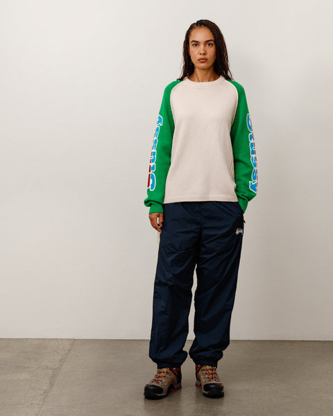 Two Tone Raglan Sweater Unisex Long Sleeve In Natural