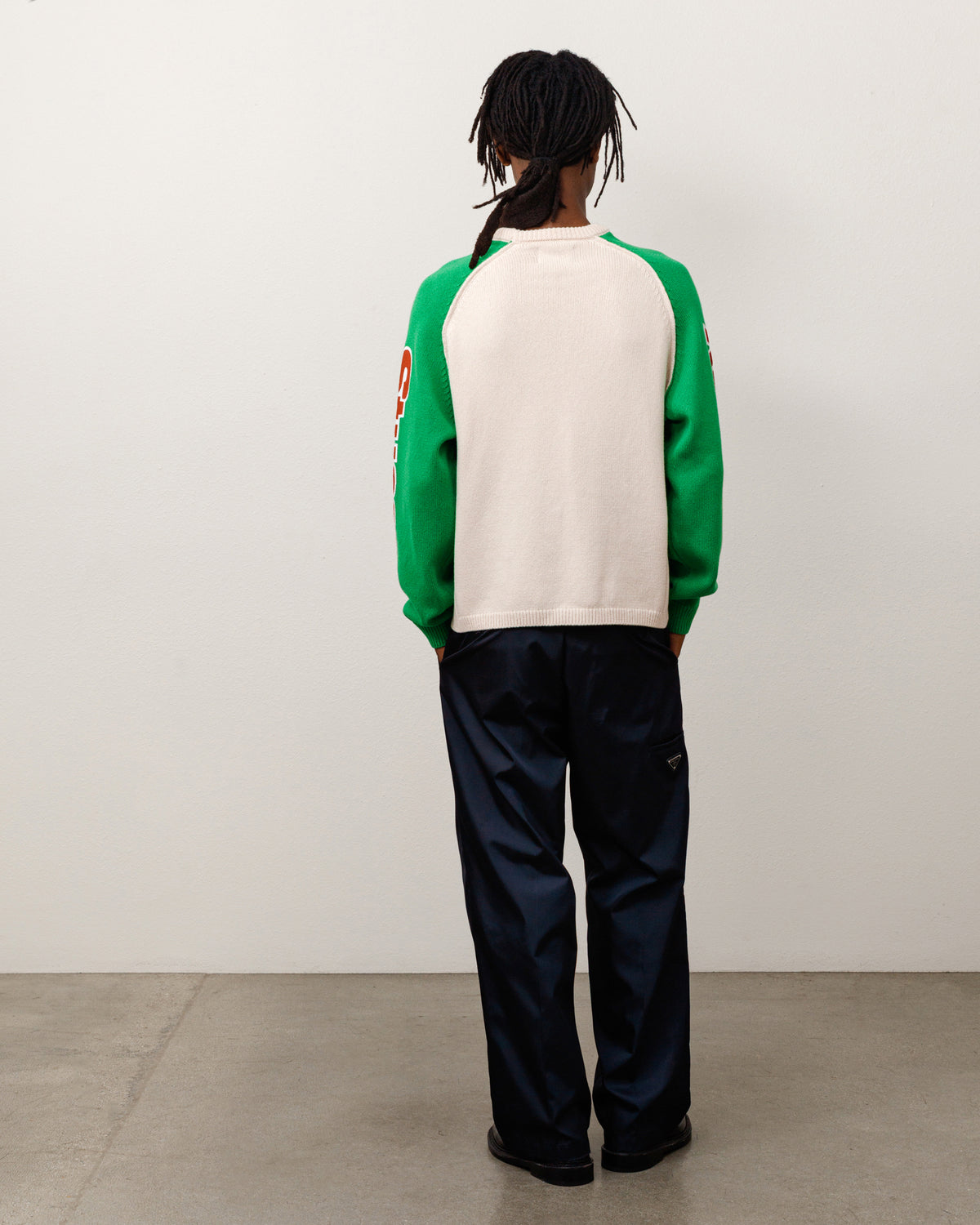 Two Tone Raglan Sweater Unisex Long Sleeve In Natural