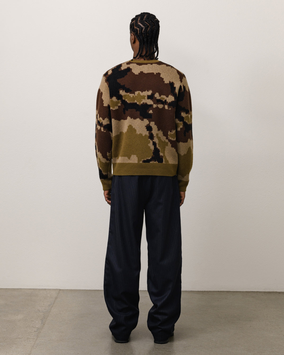 Camo Jacquard Sweater Unisex Long Sleeve In Camo
