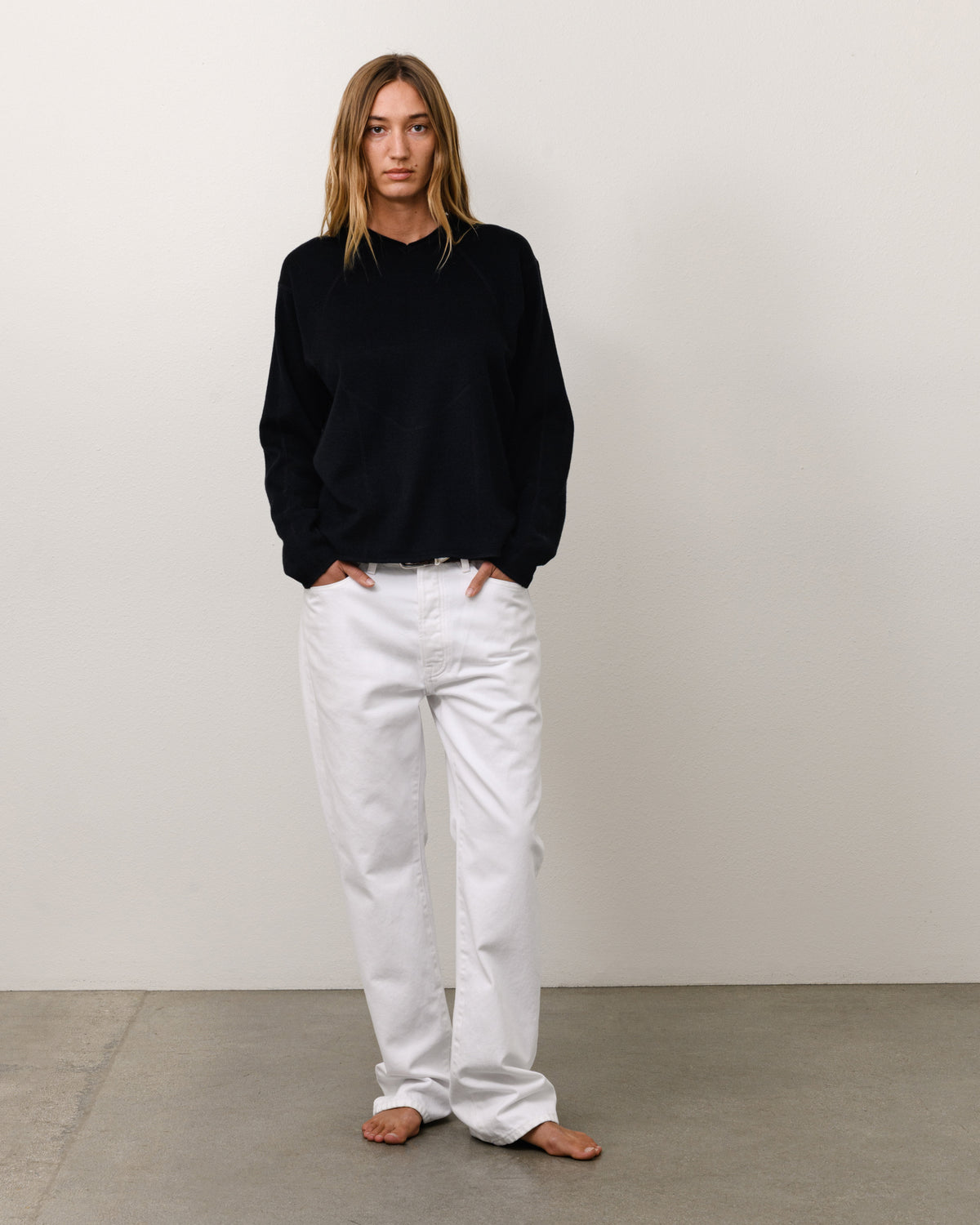 Wave Knit Sweater Unisex Long Sleeve In Black