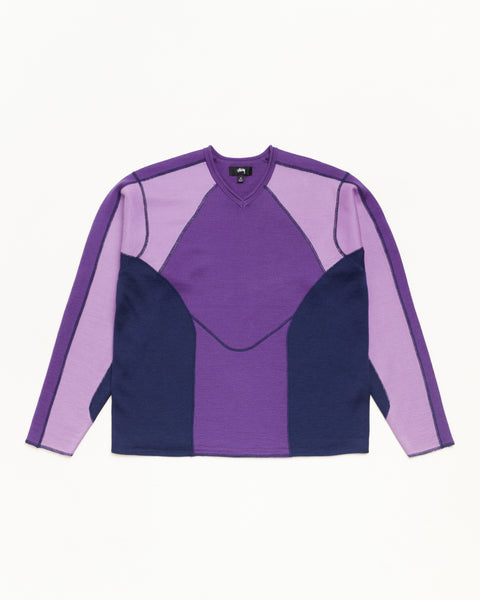 Wave Knit Sweater Unisex Long Sleeve In Lavender