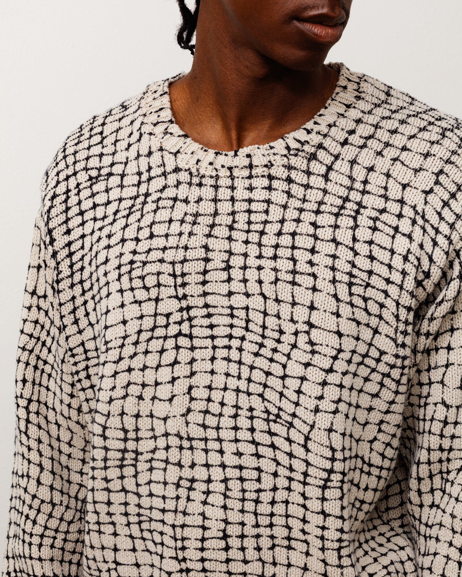Mesh Print Sweater Unisex Long Sleeve In Mesh Net