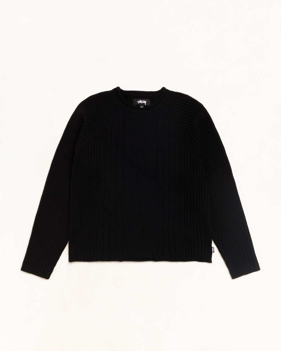 Merino Roll Neck Sweater Unisex Long Sleeve In Black