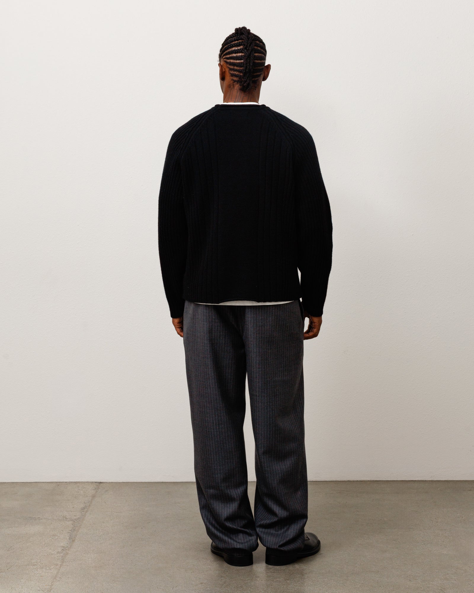 Merino Roll Neck Sweater Unisex Long Sleeve In Black