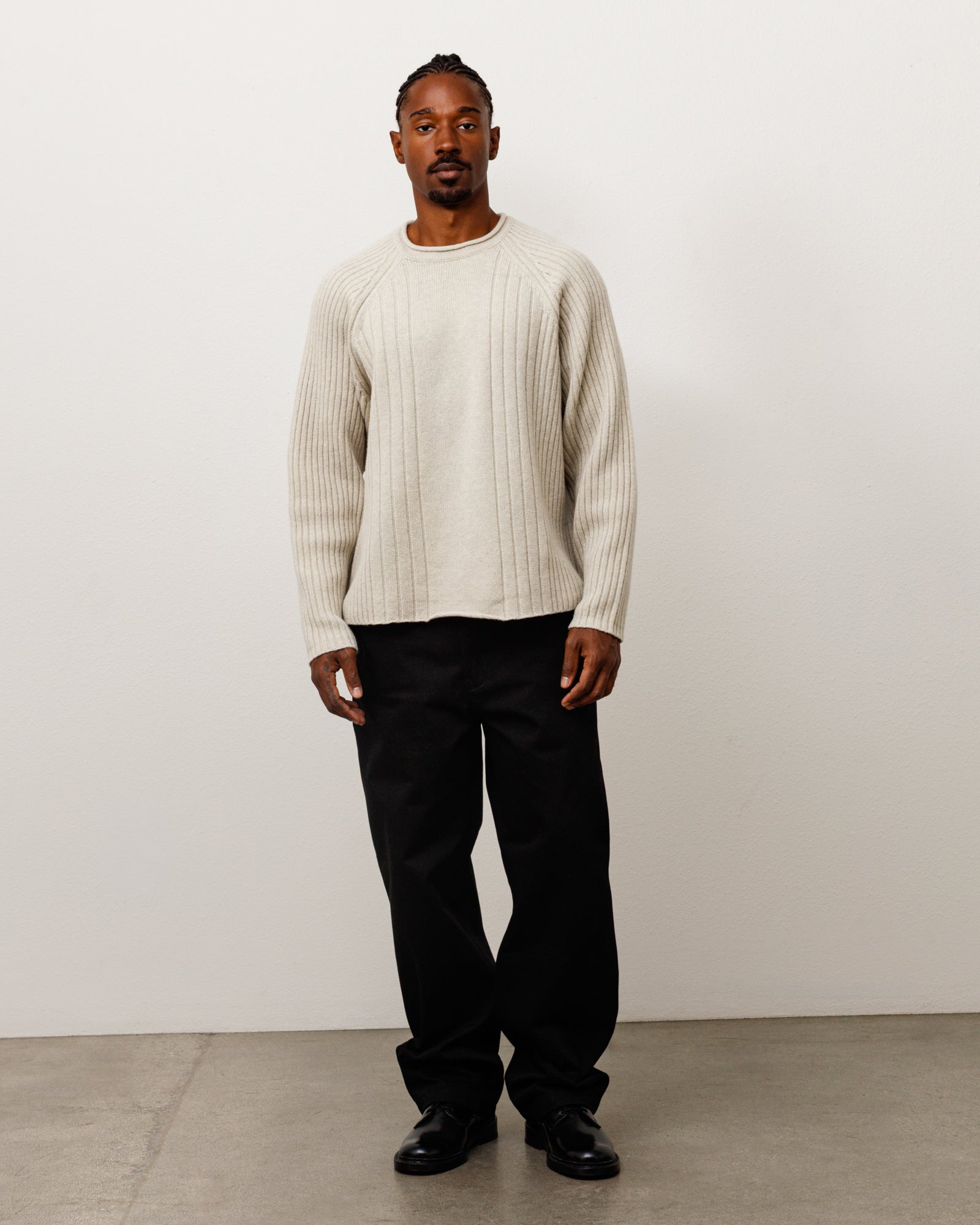 Merino Roll Neck Sweater Unisex Long Sleeve In Natural