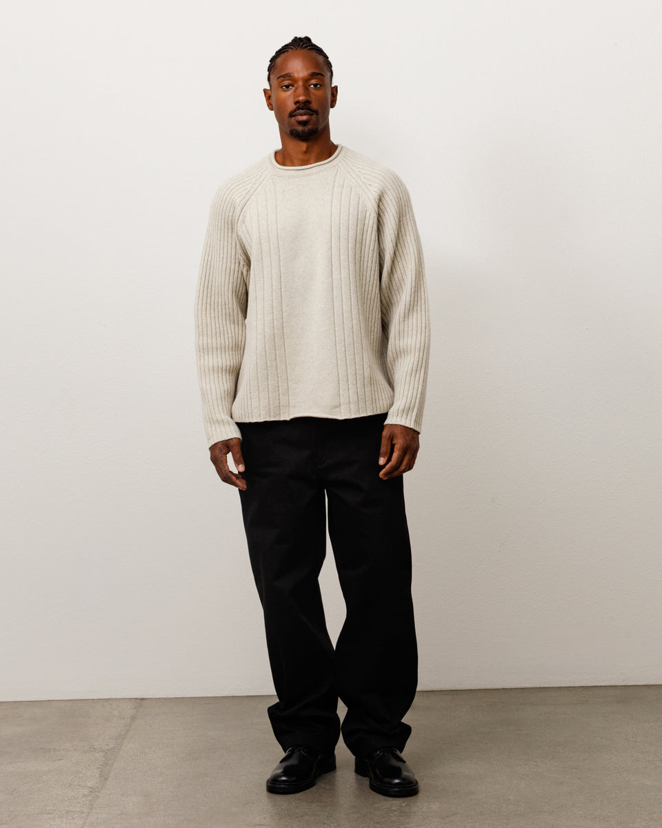 Merino Roll Neck Sweater Unisex Long Sleeve In Natural