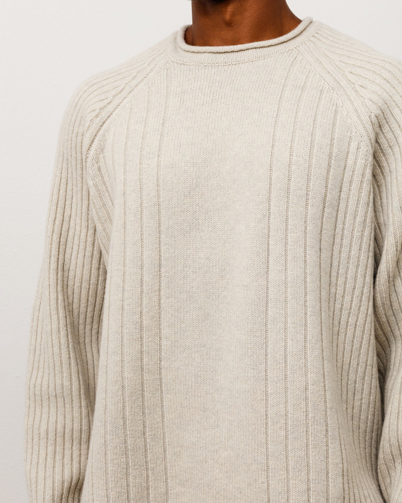 Merino Roll Neck Sweater Unisex Long Sleeve In Natural