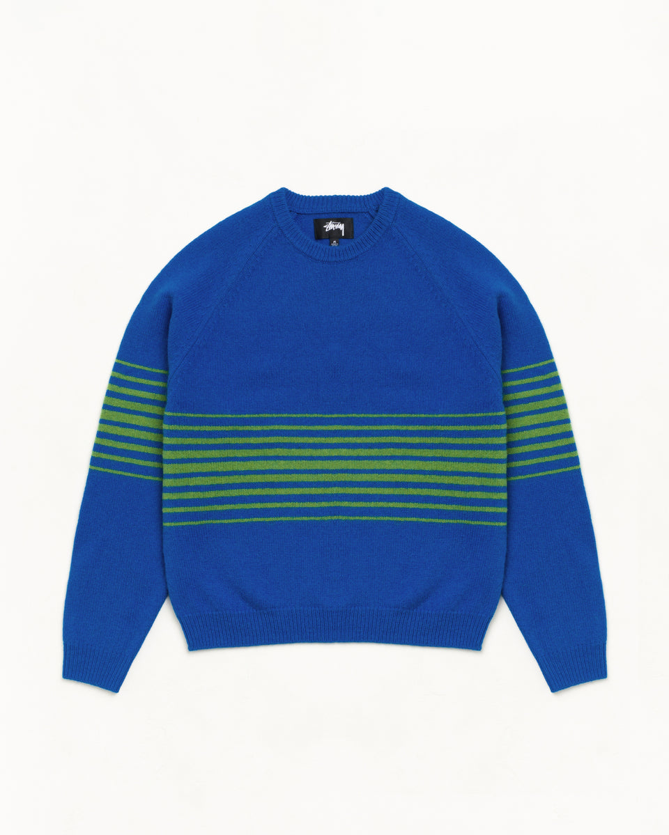 Shadow Stripe Raglan Sweater Unisex Long Sleeve In Blue