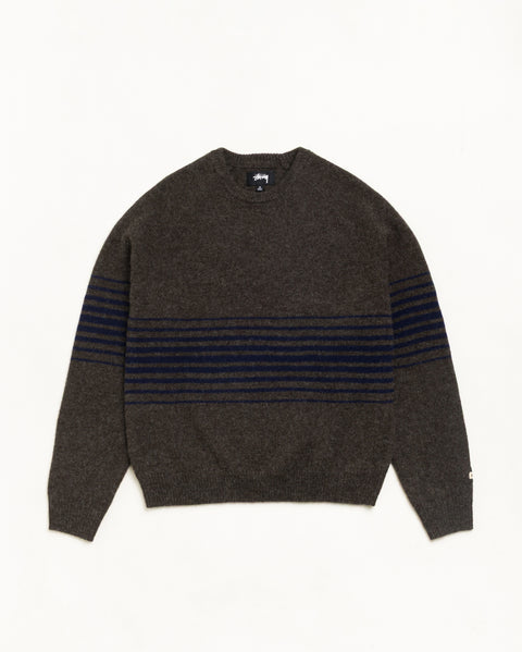 Shadow Stripe Raglan Sweater Unisex Long Sleeve In Dark Brown