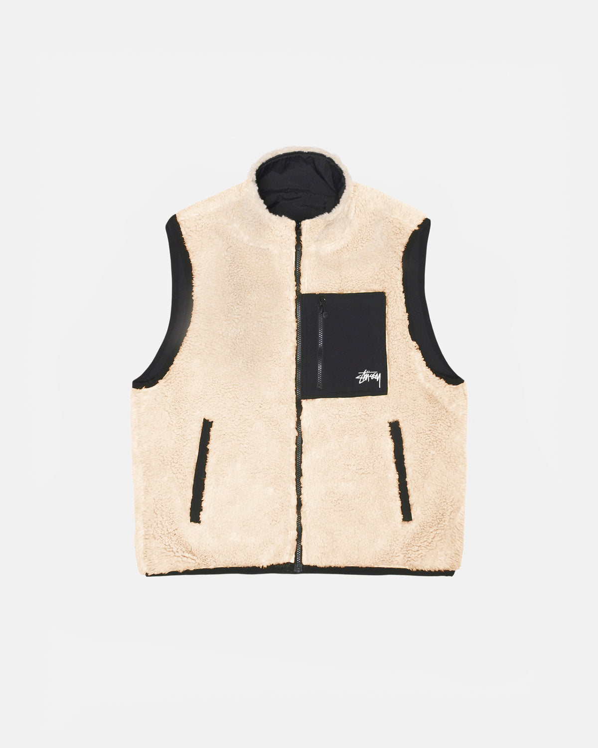Sherpa Reversible Vest in beige – Stüssy – Stüssy Europe