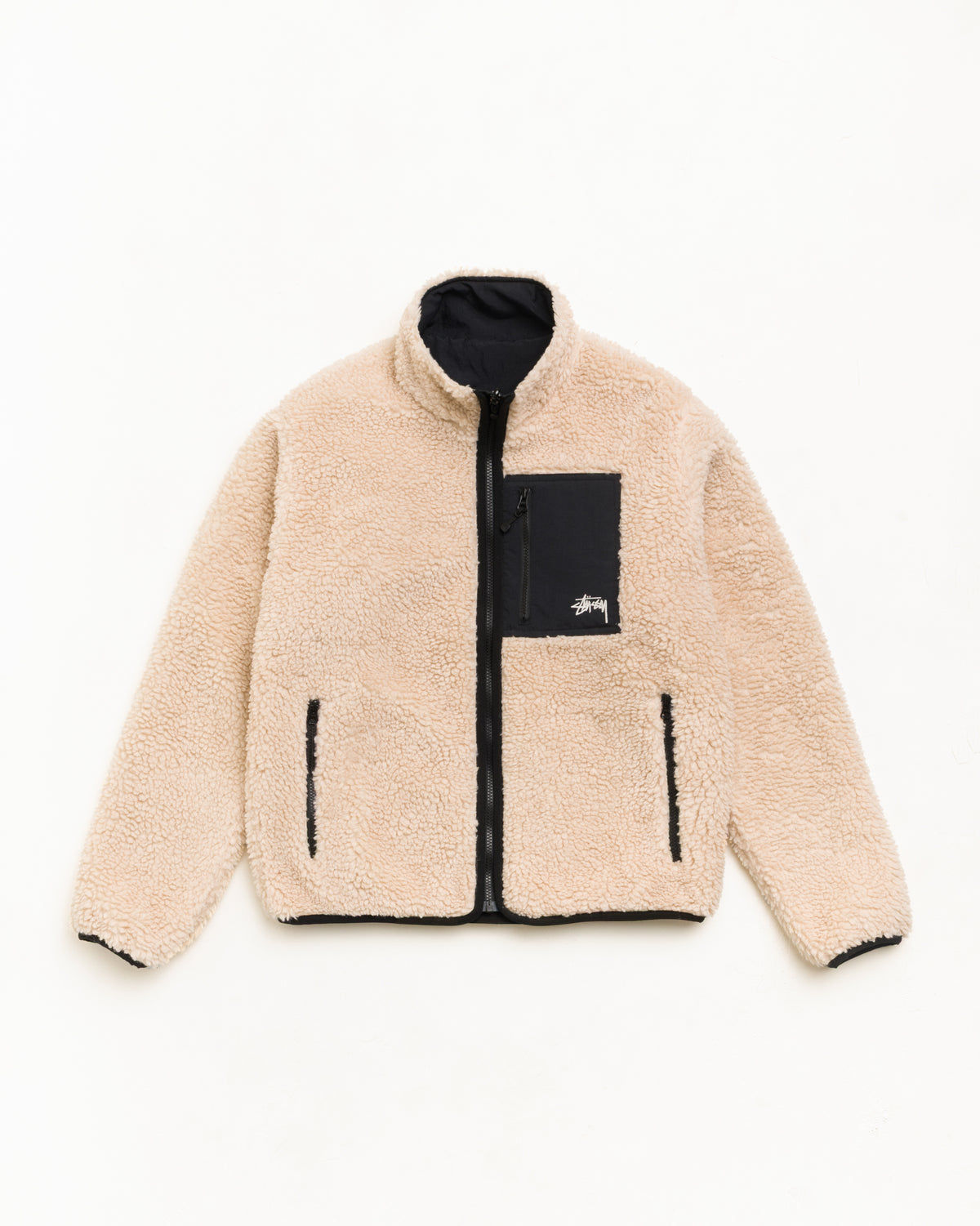 Sherpa Reversible Jacket Unisex Long Sleeve In Beige