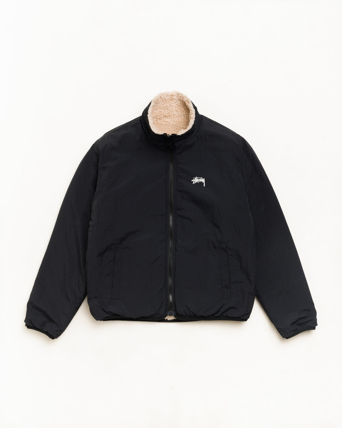 Sherpa Reversible Jacket Unisex Long Sleeve In Beige