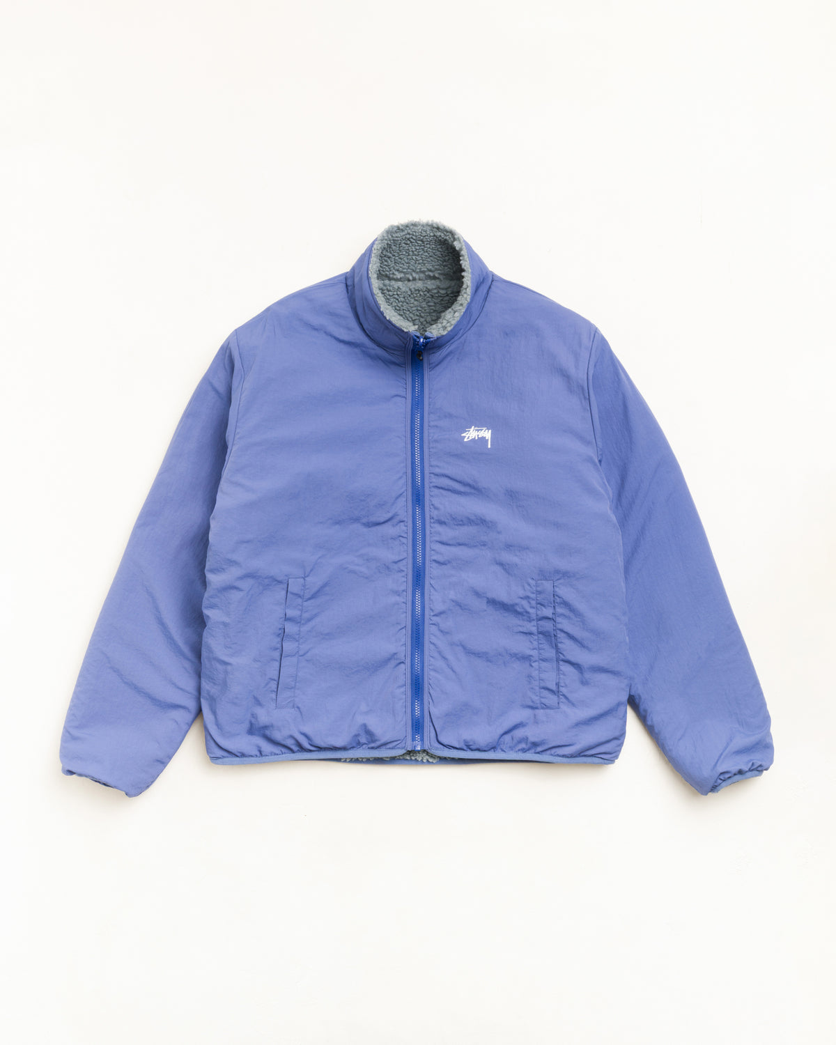 Sherpa Reversible Jacket Unisex Long Sleeve In Blue Stone