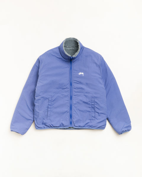 Sherpa Reversible Jacket Unisex Long Sleeve In Blue Stone