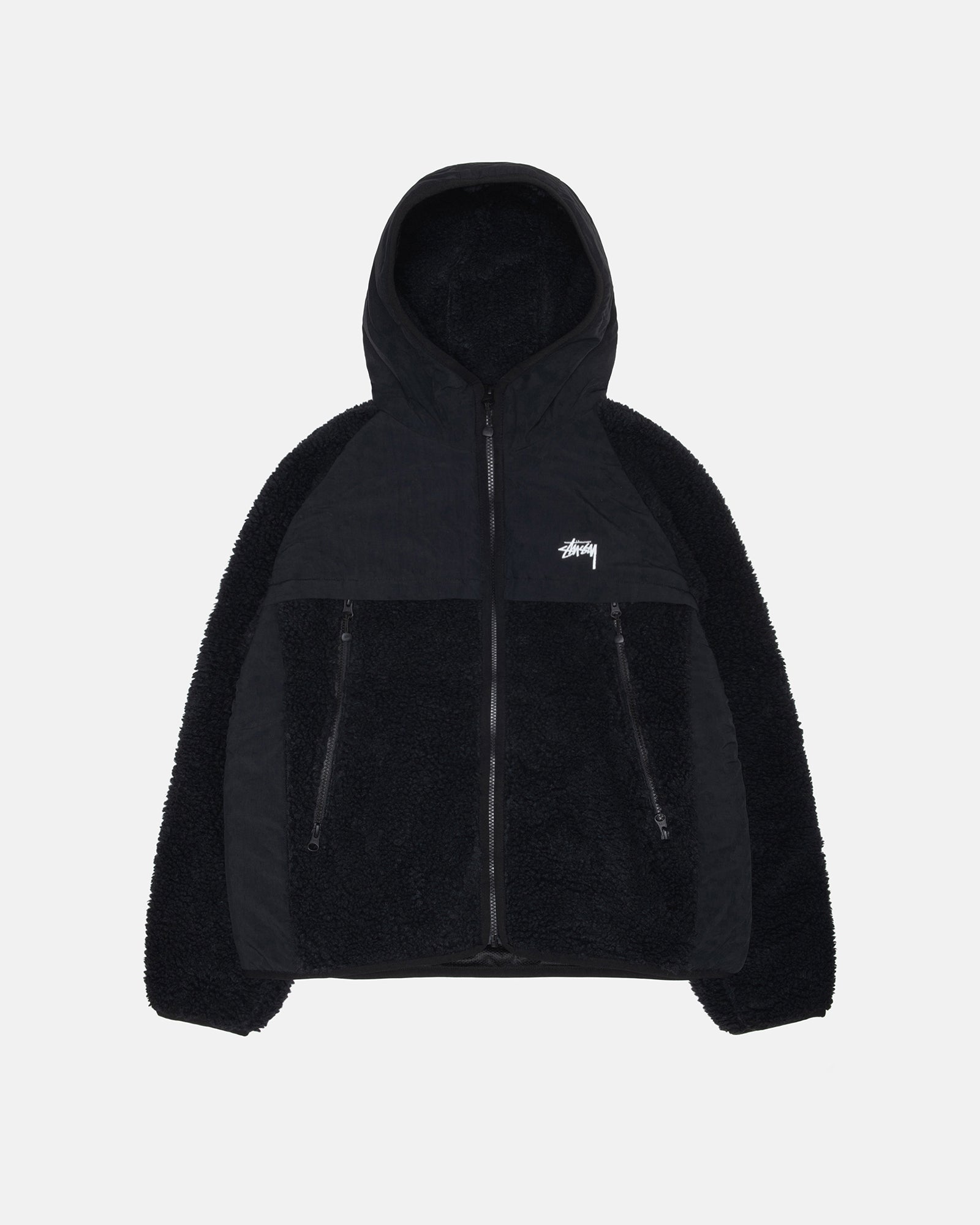 SHERPA PANELED HOODED JACKET