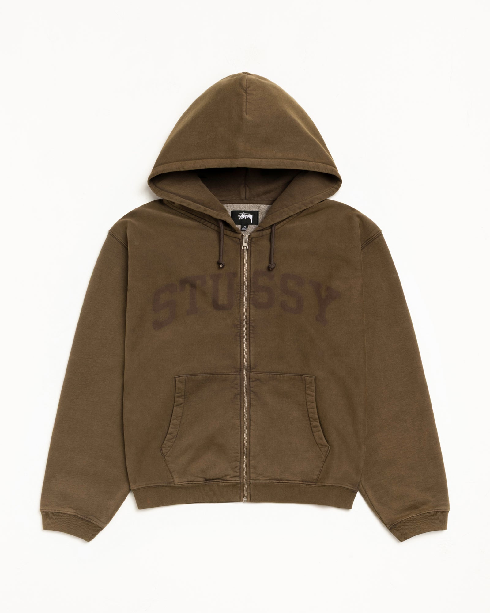 Faded Graphic Zip Hood Unisex Long Sleeve In Olive