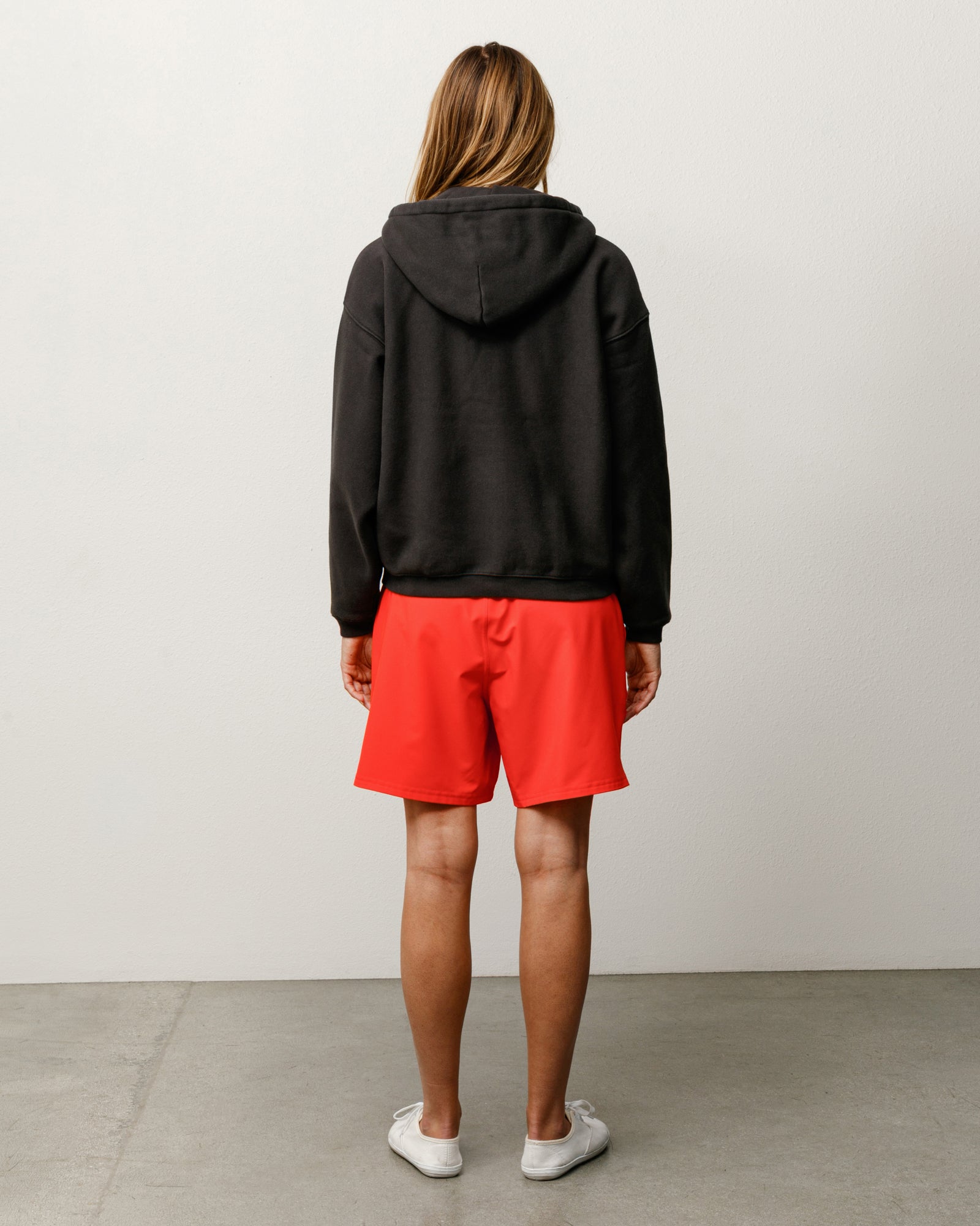 Varsity Zip Hood Unisex Long Sleeve In Washed Black