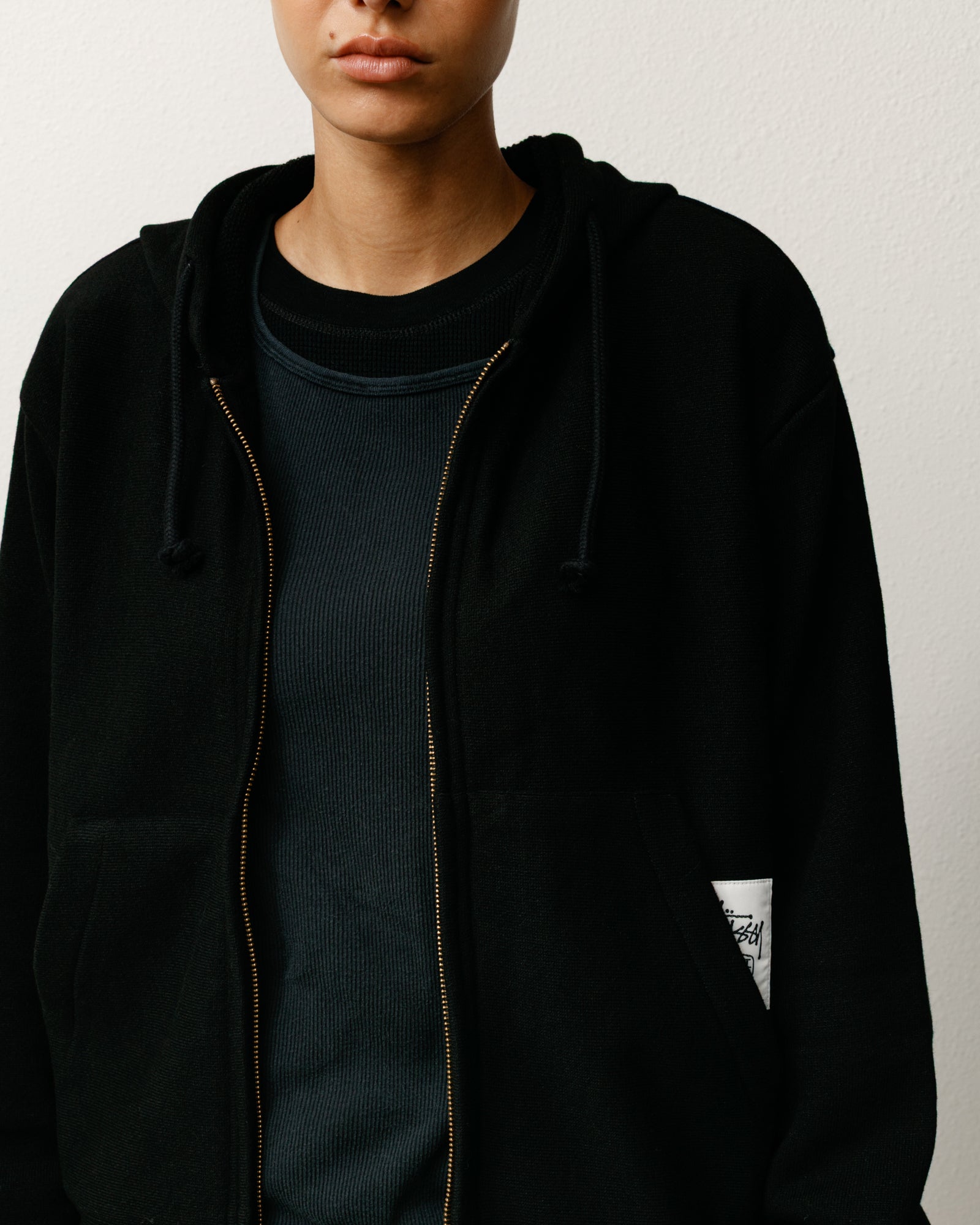 Patch Zip Knit Hoodie – Black | Tops & Knits | Stüssy Europe