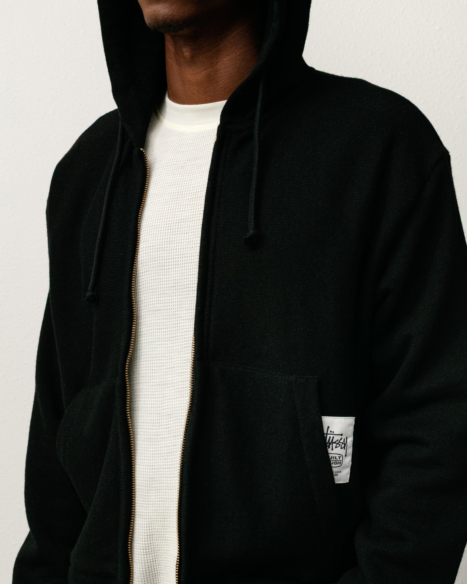 Patch Zip Knit Hoodie – Black | Tops & Knits | Stüssy Europe