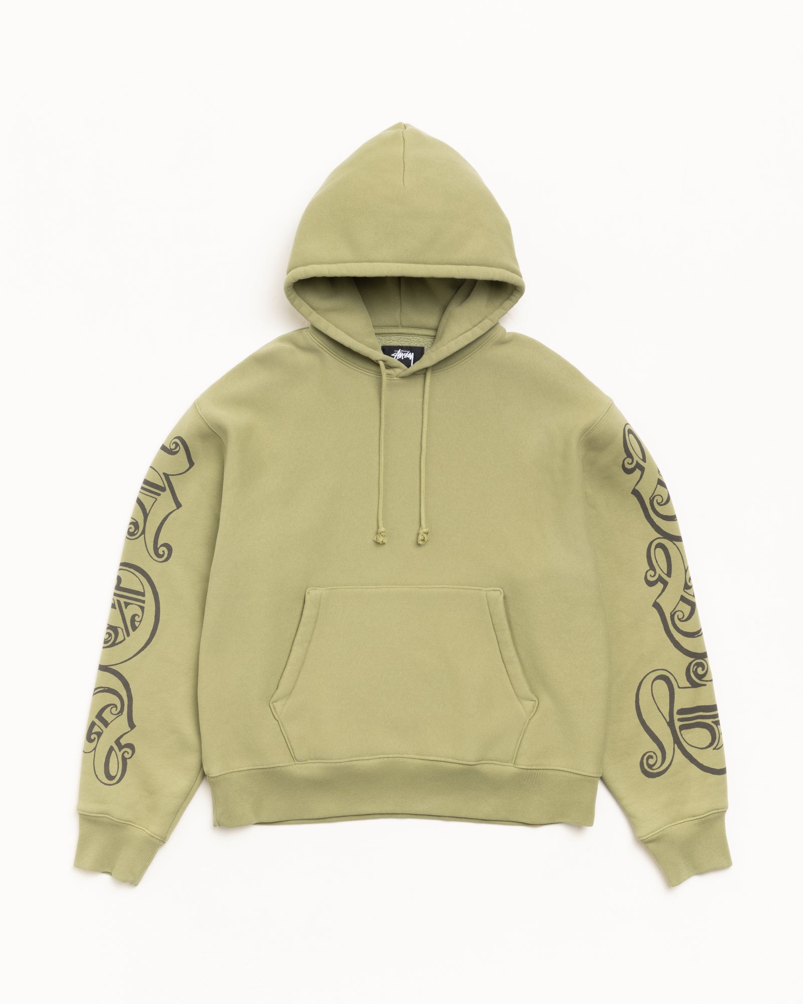Motif Print Hood Mens Long Sleeve In Moss