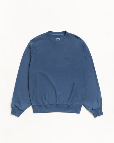 Lightweight Terry Crew Unisex Long Sleeve In Blue