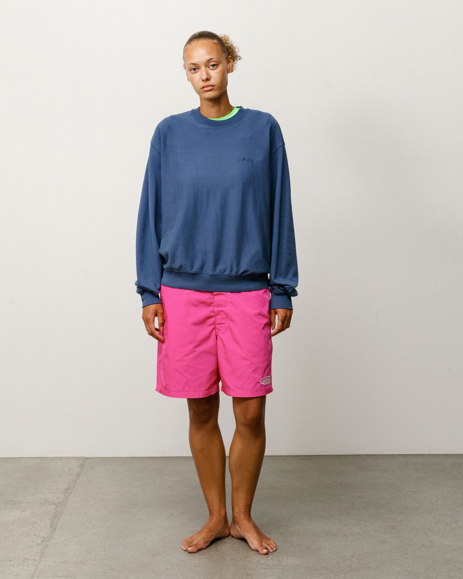 Lightweight Terry Crew Unisex Long Sleeve In Blue