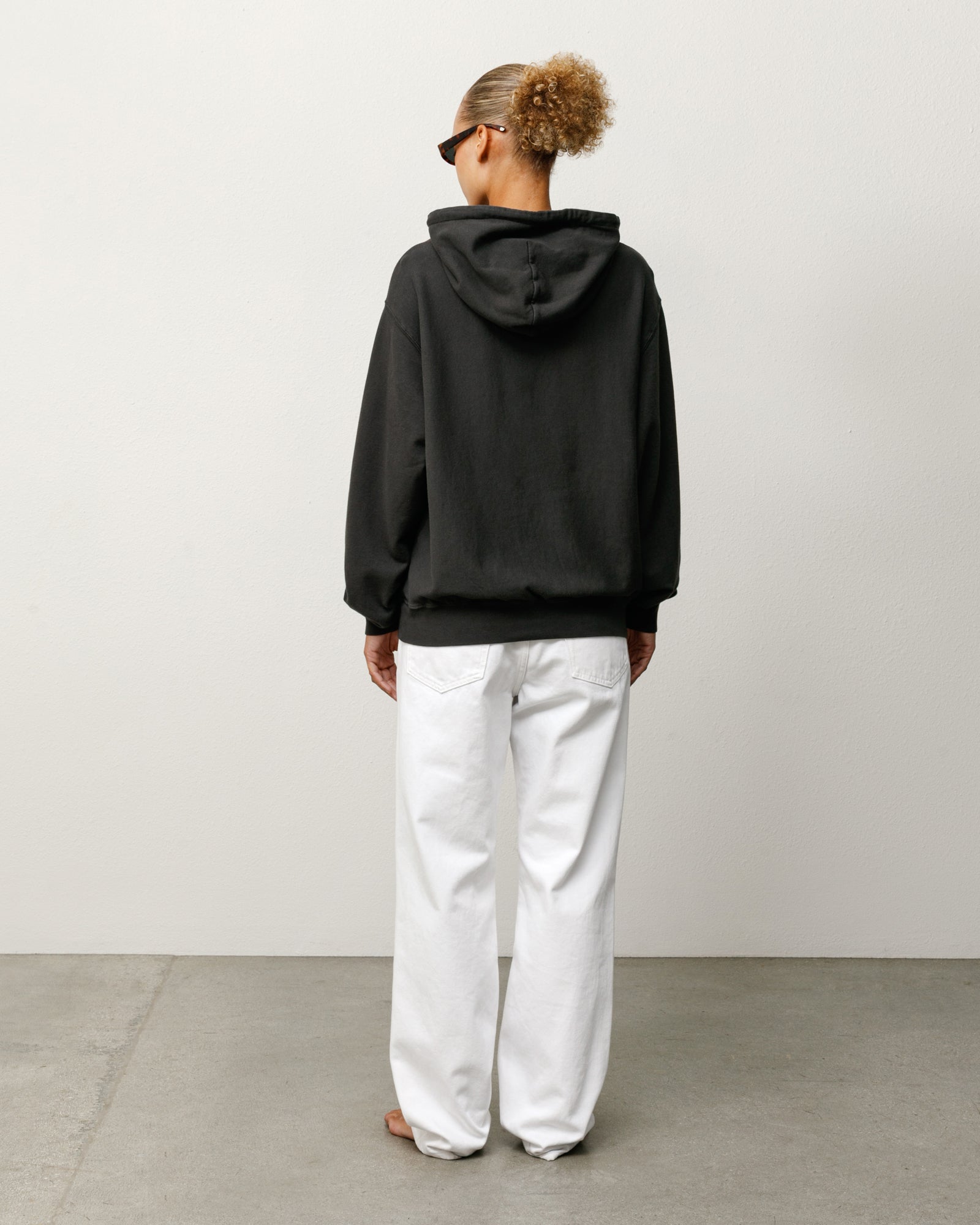 Lightweight Terry Hoodie Unisex Long Sleeve In Black