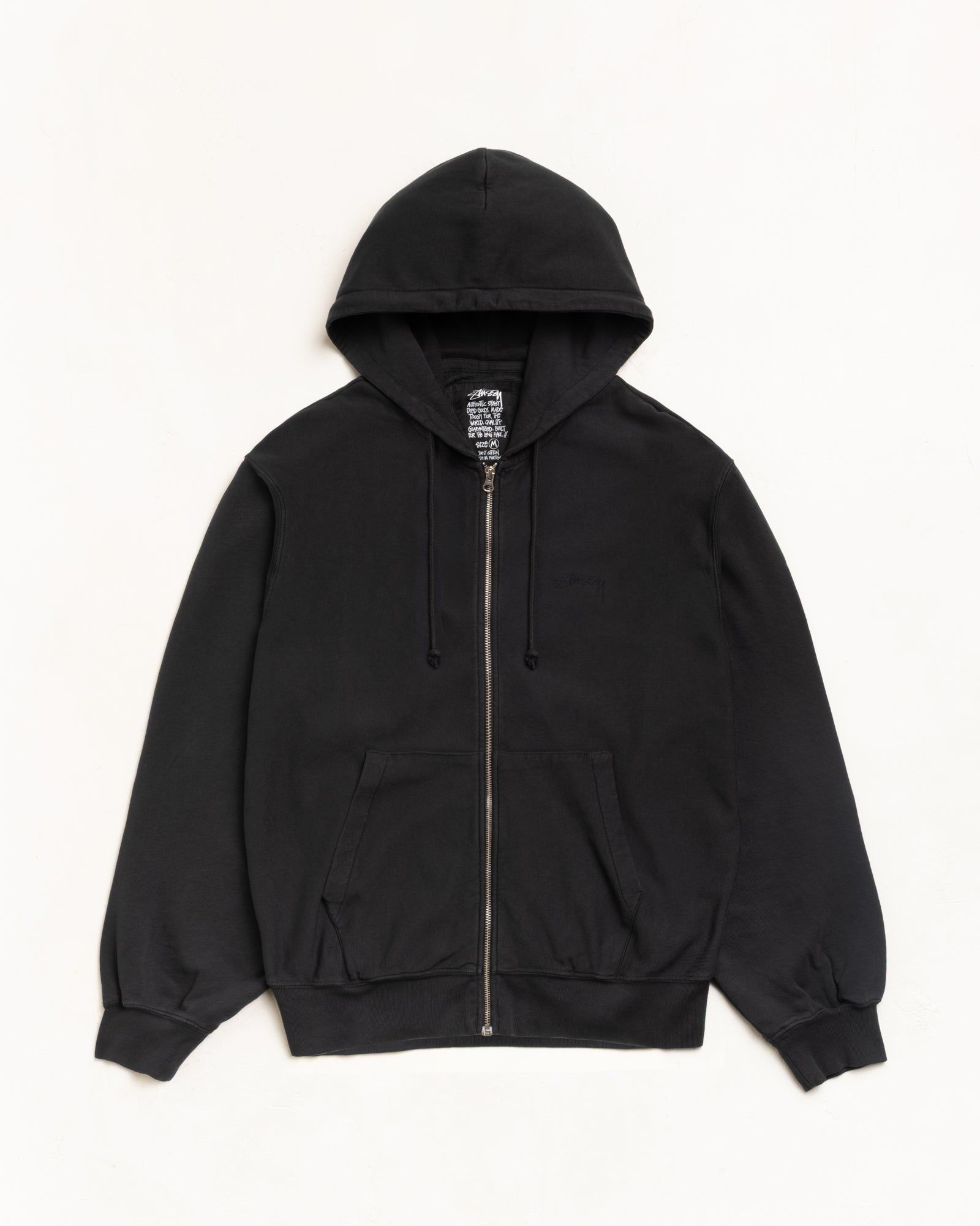Lightweight Terry Zip Hoodie Unisex Long Sleeve In Black