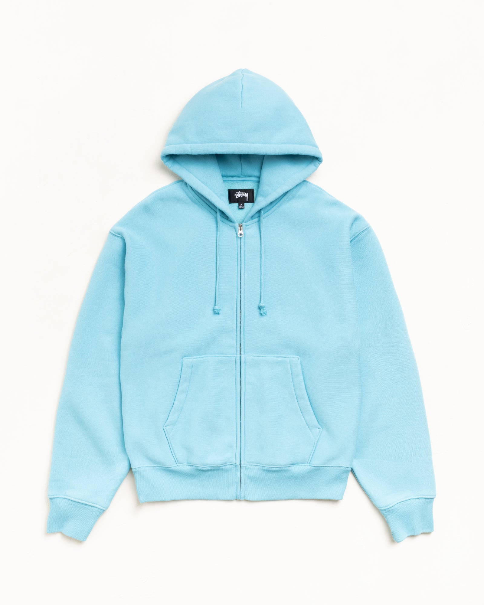 Aqua zip-up fleece hoodie with drawcord hood, metal zip and kangaroo pocket