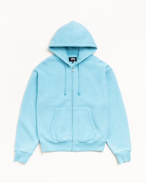 Aqua zip-up fleece hoodie with drawcord hood, metal zip and kangaroo pocket