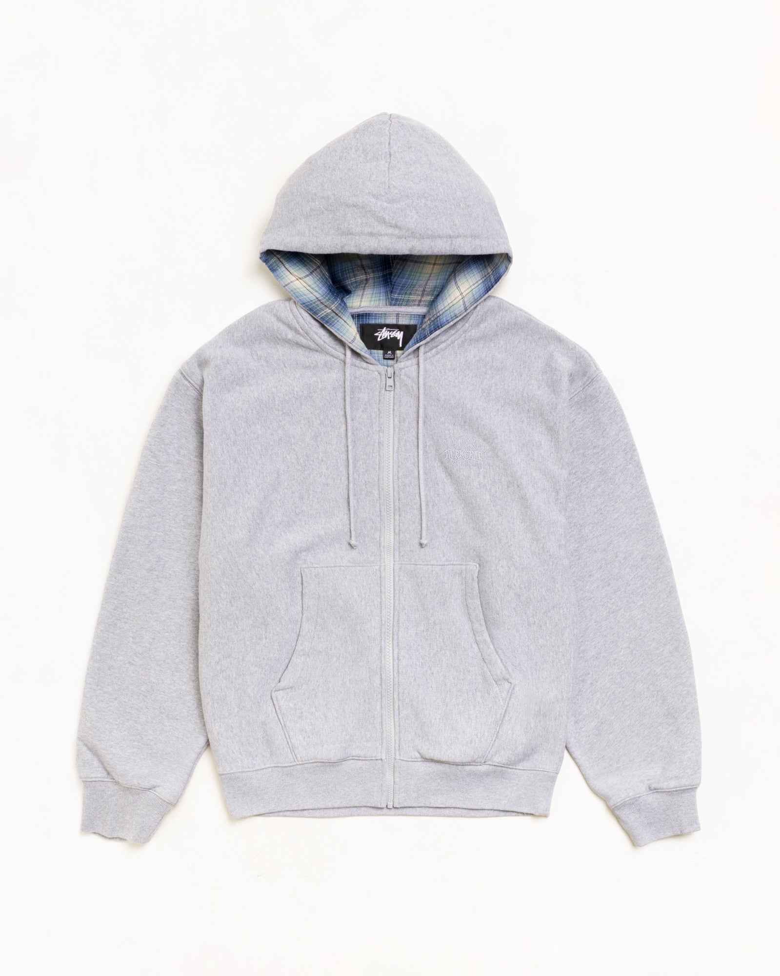 Plaid Lined Zip Hood Unisex Long Sleeve In Grey Heather | hero:main:collection:new-arrivals,shirts,tops-shirts,all,tees,outerwear,denim,knits,accessories,sunglasses,hoodies,sweats,mens-hoodies-sweatshirts,shorts,pants,bottoms,crew-sweats,zip-ups,swim,sweatpants,graphics,lazy-tees,swim,basic-9twenty,button-ups,shorts,cargos,denim-jeans,bottoms,bags,belts,wearables,gear,footwear,button-ups,basic-tops,jerseys,big-ol,classics,slim,jackets,all, | product-card-slider
