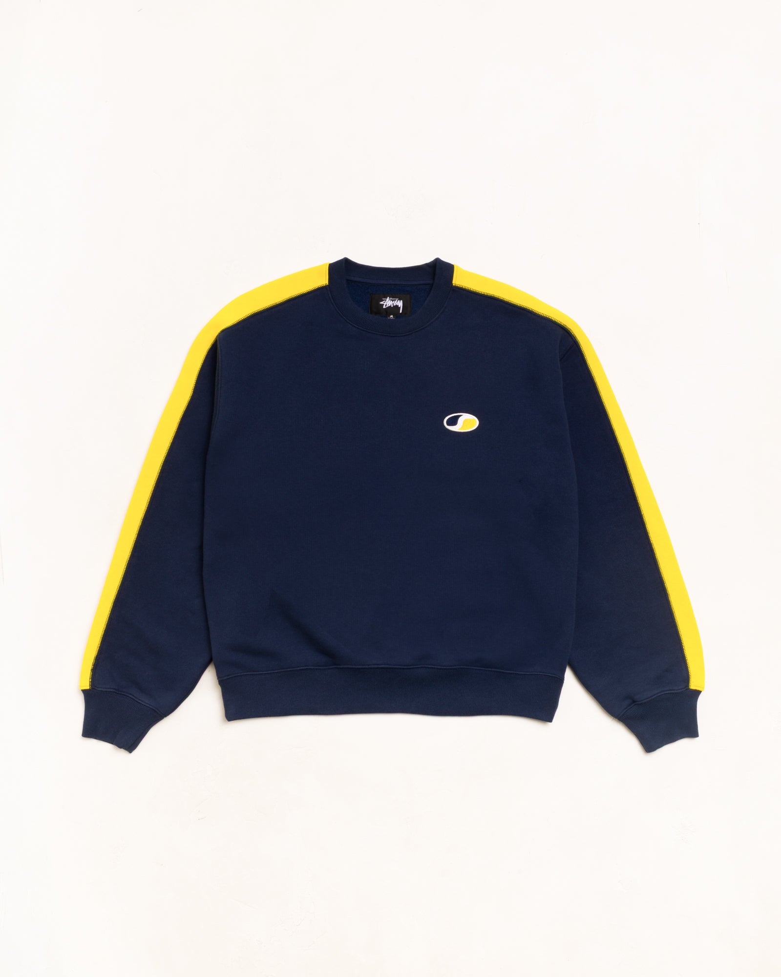 Paneled Stripe Crew Unisex Long Sleeve In Navy | hero:main:collection:new-arrivals,shirts,tops-shirts,all,tees,outerwear,denim,knits,accessories,sunglasses,hoodies,sweats,mens-hoodies-sweatshirts,shorts,pants,bottoms,crew-sweats,zip-ups,swim,sweatpants,graphics,lazy-tees,swim,basic-9twenty,button-ups,shorts,cargos,denim-jeans,bottoms,bags,belts,wearables,gear,footwear,button-ups,basic-tops,jerseys,big-ol,classics,slim,jackets,all, | product-card-slider