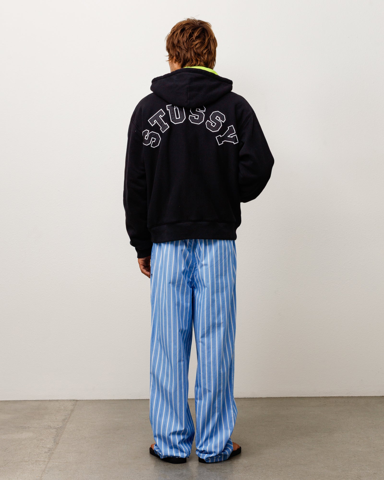 Double Faced Zip Hood Unisex Long Sleeve In Black