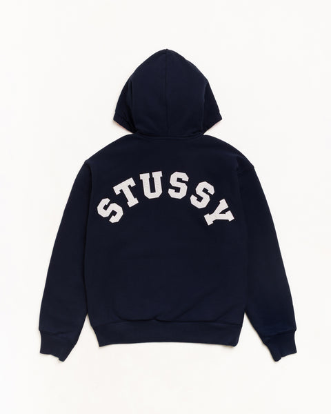 Double Faced Zip Hood Unisex Long Sleeve In Navy