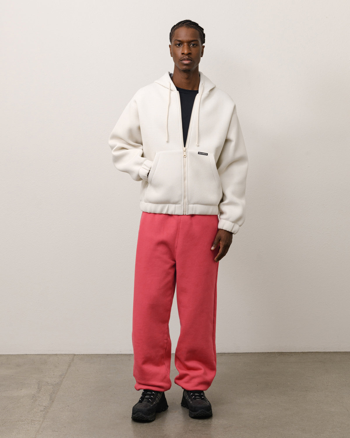 Bonded Jersey Zip Hood Unisex Long Sleeve In Bone
