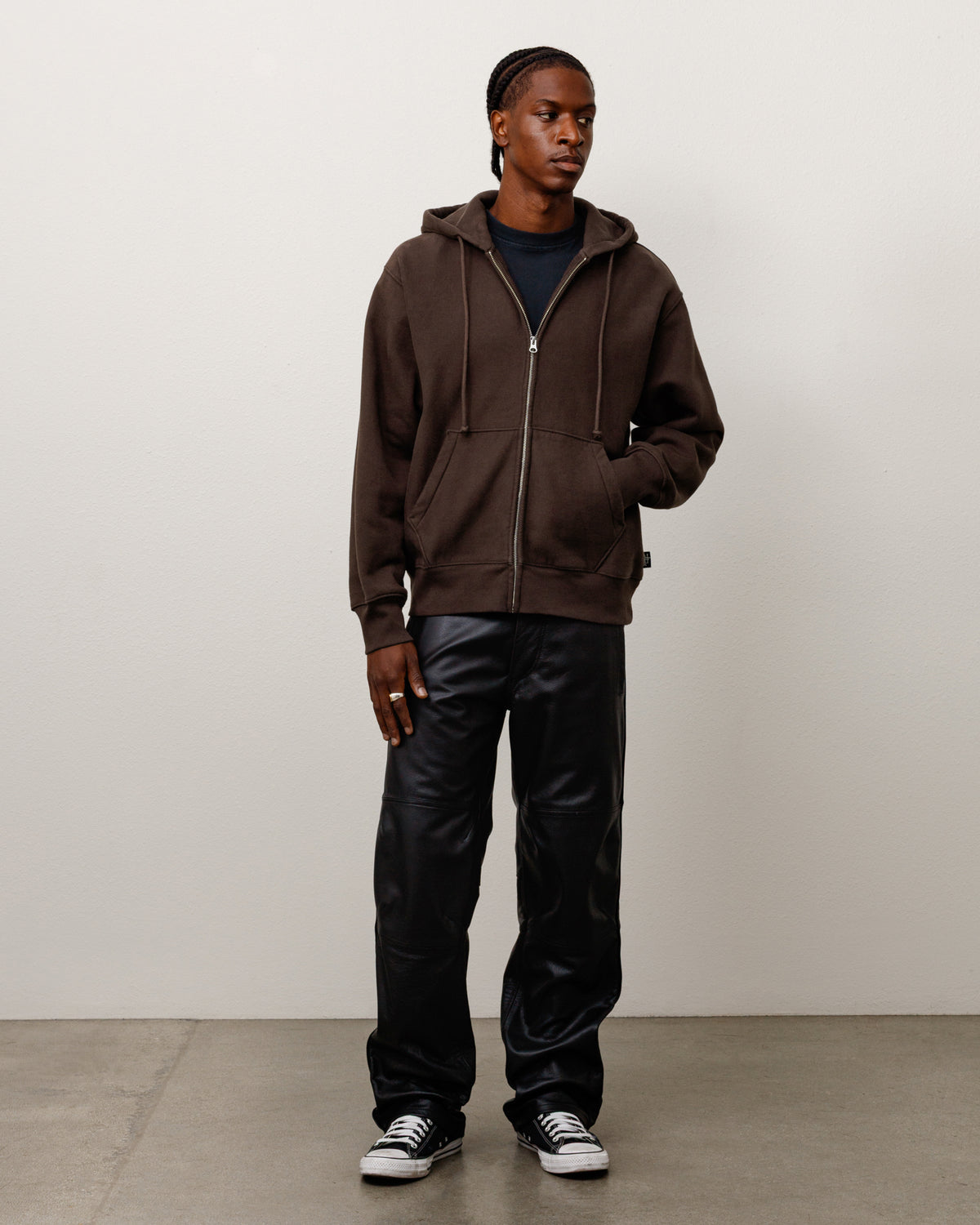 Sweats Zip Hoodie Unisex Long Sleeve In Brown
