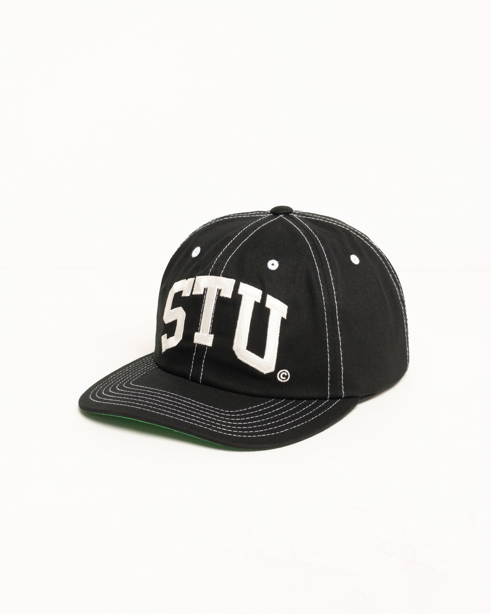 Mid-Depth Stu Arch Strapback in true black – Stüssy Europe Mid-Depth Stu Arch Strapback in true black – Stüssy Europe