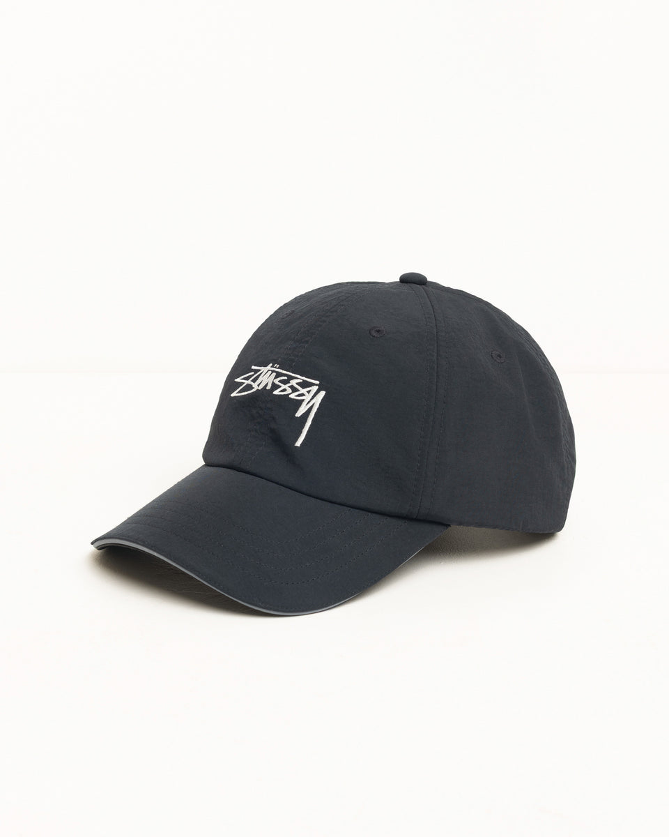 Stüssy Smooth Stock Nylon Sport Cap in Schwarz mit weißer Logostickerei