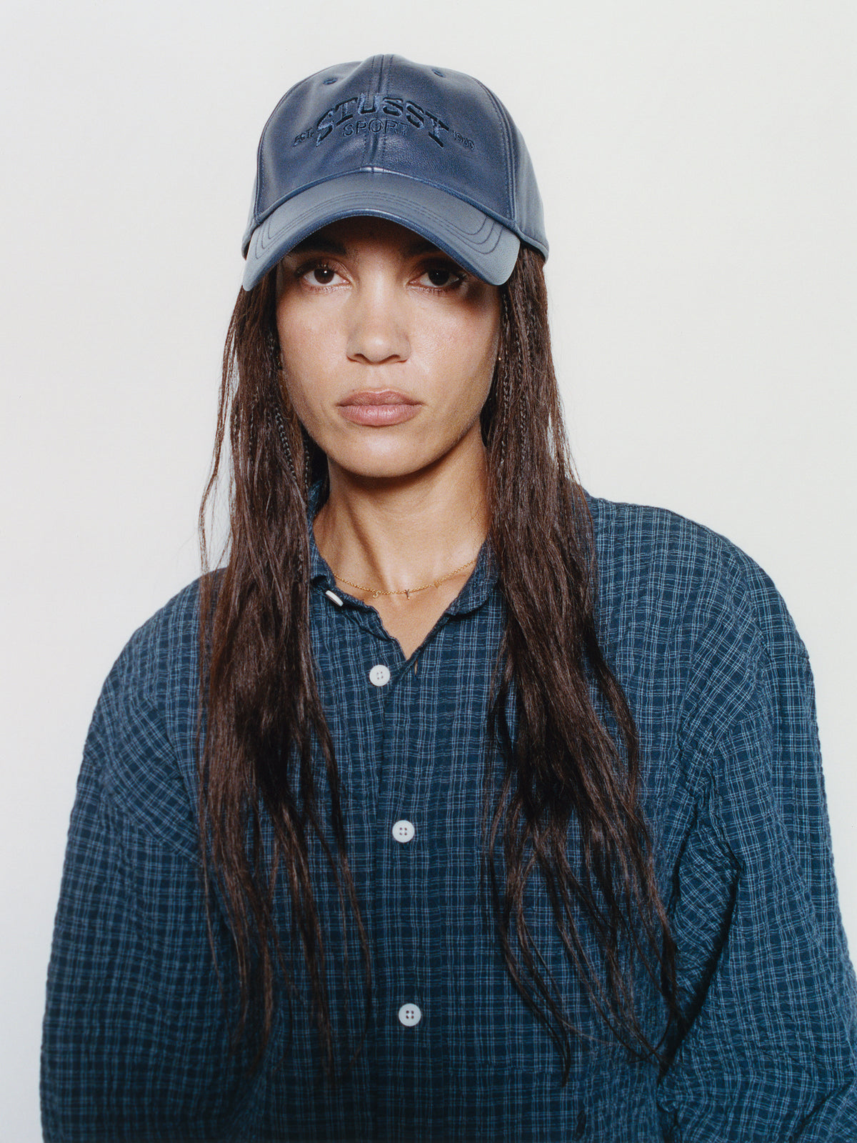 Lp Sport Leather Strapback Cap Unisex In Navy