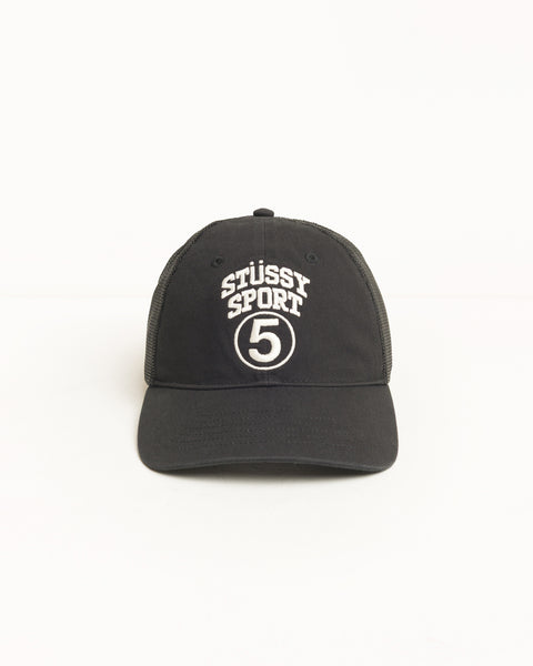 Lp Stussy Sport 5 Trucker Cap Unisex In Black