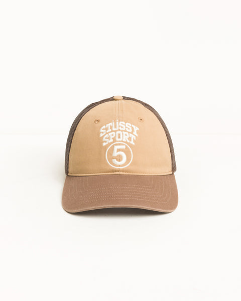 Lp Stussy Sport 5 Trucker Cap Unisex In Khaki