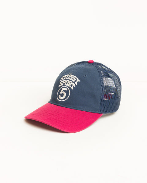 Lp Stussy Sport 5 Trucker Cap Unisex In Navy