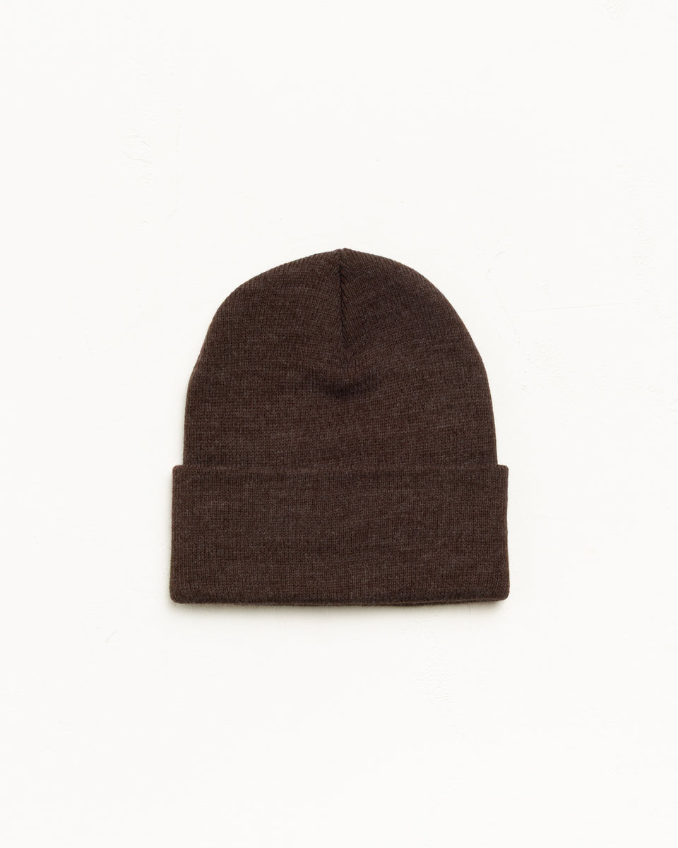 Unisex Stock Cuff Beanie in meliertem Braun von Stüssy