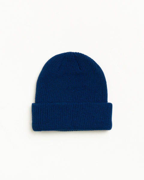 Basic Stüssy Cuff Beanie Bonnet unisexe dans le coloris Blueberry, revers en maille côtelée